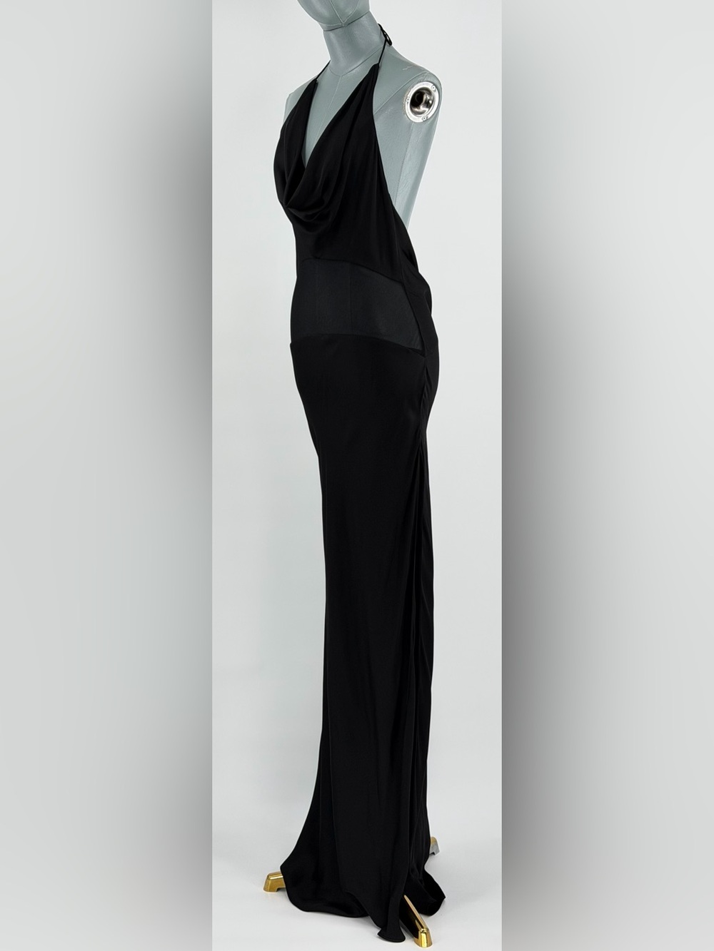 🆕 RAT & BOA 🧿 NWOT Orchid Cowl Neck Maxi Dress, Black w Sheer Panel - Sz XS - Picture 10 of 14